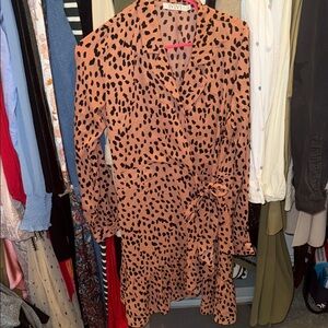 ViVI Long Sleeve Pink Animal Print Dress